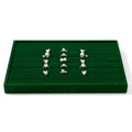 7 Slots Velvet Jewelry Tray Ring Earring Display Tray Jewelry Drawer Organizer Ring Earring Holder Storage (Green) - size: 7 Slot