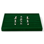 7 Slots Velvet Jewelry Tray Ring Earring Display Tray Jewelry Drawer Organizer Ring Earring Holder Storage (Green) - size: 7 Slot