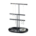 Saydear Elegant Jewelry holder Organizer 2-Tier Display Storage Stand for Earrings Necklaces with Ring Tray Spacious and Durable, Easy to Assemble Black - color: Black