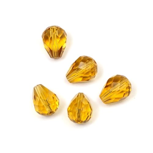 24pcs Adabele Austrian 8mm Faceted Teardrop Loose Crystal Beads Amber Yellow Compatible with 5500 Swarovski Crystals Preciosa SST-807 - color: Amber Topaz Yellow, size: 8mm x 6mm - 24pcs