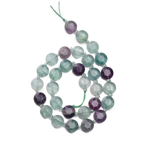 BEADIA Natural Faceted Fluorite Rondelle Disk Stone Beads 10x5mm 37cm for DIY Chain Jewelry Making - color: Fluorite