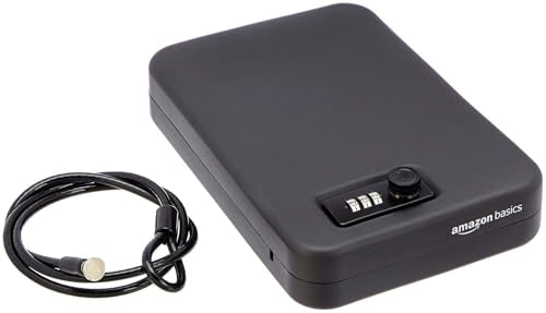 Amazon Basics Portable Security Case Lock Box Safe with Combination Lock for Valuables, Documents, College Dorm Room, XL, Black - size: XL
