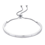 WOWORAMA Adjustable Slider Bracelets for Women Bar Friendship Bangle Bracelet for Women Gold/White Gold/Rose Gold Bolo Bracelet - color: Slim Bar-White Gold