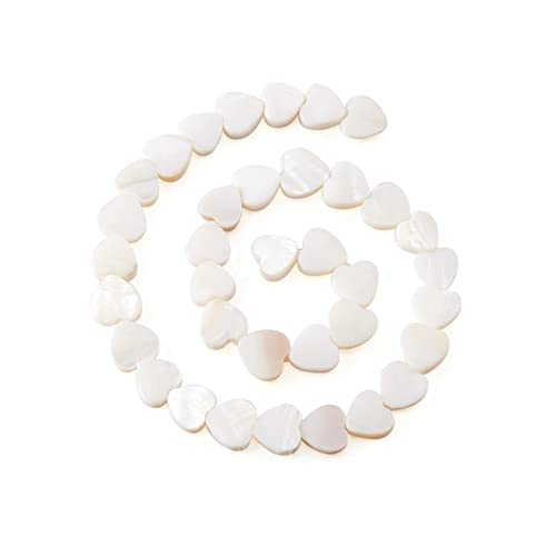 Fashewelry 44pcs Heart Freshwater Shell Beads Shell Heart Charm Sea Shells for Crafts Seashell Summer Ocean Beach Beads 8x8-9mm for Valentines Day Jewelry DIY Crafts Necklace Bracelet Earring - color: 1-Shell Color, 8x8-9mm
