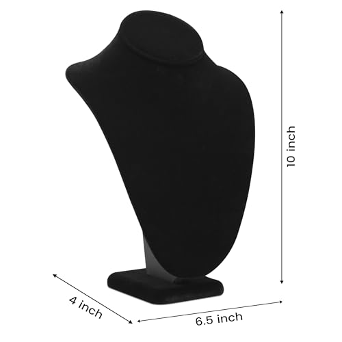 Novel Box Black Velvet Bust Stand Jewelry Necklace Display 6.5x4x10 Inches - Freestanding Travel Necklace Holder Stand - Necklace Mannequin Organizer Stands - Necklace Displays Medium - color: Black Velvet, size: Medium