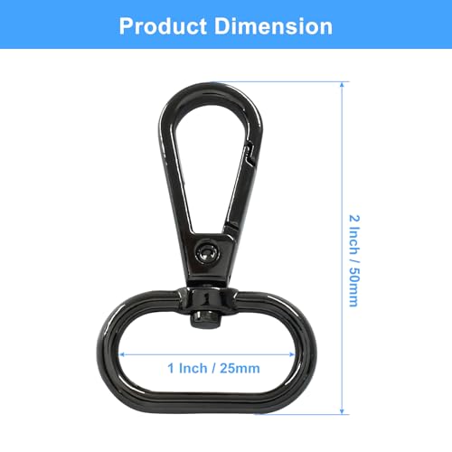 16 Pack Swivel Lobster Clasps, 1 Inch Black Lobster Claw Clasps for Keychains, Oval Ring Swivel Snap Hooks Metal Lobster Clips for Purse, Snap Tabs, Craft Making - color: Black