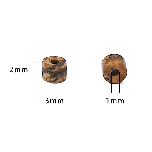 BEADIA Natural Brown Picture Jasper Short Cylinder Beads 2x3mm 155pcs Tube Loose Semi Gemstone Beads for Jewelry Making Design - color: Brown Picture Jasper