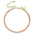Faceted Bracelet for Women, Certified 925 Sterling Silver with 18K Gold Vermeil Healing Crystal Bracelets for Women - Crystals and Healing Stone Bracelet Women Jewelry for Gift - color: Peach Moonstone