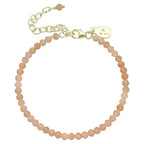 Faceted Bracelet for Women, Certified 925 Sterling Silver with 18K Gold Vermeil Healing Crystal Bracelets for Women - Crystals and Healing Stone Bracelet Women Jewelry for Gift - color: Peach Moonstone