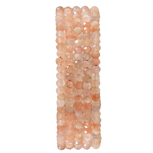 BEADIA Natural Sunstone Beads 4x2mm 120pcs Faceted Rondelle Loose Semi Gemstone Beads for Jewelry Making Design - color: Sunstone