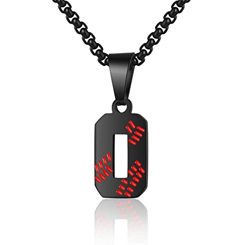 AIAINAGI Baseball Number Necklace - Stainless Steel Chain Pendant for Men Athletes 00-99 Jersey Number Gift - color: Black, style: 0.