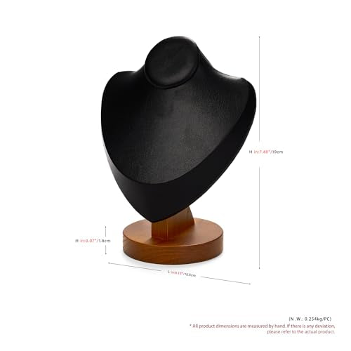 Oirlv Solid Wood Necklace Display Bust Necklace Display Stand - color: Black