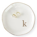 HOME SMILE Initials Ring Dish Jewery Tray with Personalized K-Monogrammed Engagement Wedding Gifts for Friends,Sister,Birthday Christmas Gifts for Women,Ceramic White - style: k