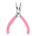 1Pc 45# Carbon Steel Chain Nose Jewelry Plier Wire Cutter Polishing Plier with Pink Handle for DIY Jewelry Craft Making Repair 11.5x9x0.9cm