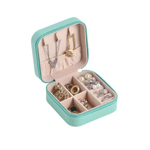 Portable Jewelry Organizer Box - Travel Storage Case for Earrings, Necklaces, Rings, Bracelets | Compact & Durable(Tiffany) - color: Tiffany