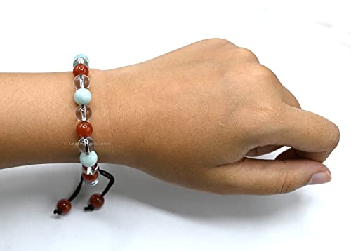 Amazing Gemstone Creativity Manifestation Bracelet - Clear Quartz Amazonite Carnelian Set for Men Women Healing Calming Anxiety Stress Relief Gifts Pulseras Para Hombres Mujer Stocking Stuffers - color: Creativity