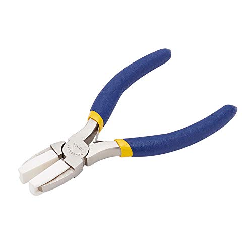 BENECREAT Double Nylon Jaw Pliers Flat Nose Pliers with Adhesive Jaws for DIY Jewelry Making Hobby Projects, Blue - color: Blue