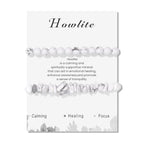 Healing Crystal Bracelets for Women 2 PCS 6mm Natural Stone Bracelet Stretch Crystal Beaded Bracelets Handmade Gemstone Bracelet Jewelry Gifts Christmas Gifts for Women Girls - style: howlite