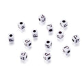 240pcs Opaque Acrylic Letter P Cube Beads White Plastic Alphabet Loose Spacer Square Beads 4-5mm for DIY Name Bracelet Necklace Jewelry Crafts Making Hole: 1.8mm - color: Letter P#White and Black