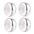 Clip Stopper Charms Sterling Silver Rondelle Spacer Bead Charm Stopper Charm for Pandora Charm Bracelets - color: Silver (4 pcs)