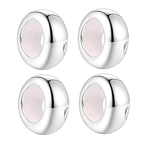Clip Stopper Charms Sterling Silver Rondelle Spacer Bead Charm Stopper Charm for Pandora Charm Bracelets - color: Silver (4 pcs)