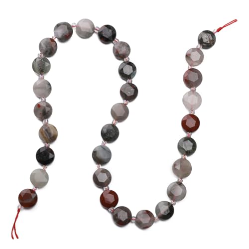 BEADIA Natural Faceted Bloodstone Rondelle Disk Stone Beads 10x5mm 37cm for DIY Chain Jewelry Making - color: Bloodstone