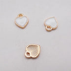 200 pcs Tiny Heart Enamel Charm Gold Plated Alloy Love Pendant Bracelet Earring Keychain Jewelry Crafts 6x8mm - color: White