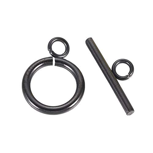 CHGCRAFT 10sets Stainless Steel Toggle Clasps Gunmetal Ring Toggle Clasp for Necklace Bracelet Jewelry Making