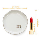 HOME SMILE Initials Ring Dish Jewery Tray with Personalized M-Monogrammed Engagement Wedding Gifts for Friends,Sister,Birthday Christmas Gifts for Women,Ceramic White - style: m