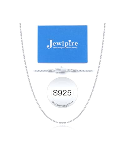 Jewlpire 1.1mm 1.3mm Box Chain 925 Sterling Silver Chain Necklace for Women, 14K Gold Plated Chain for Women Sturdy & Shiny Women's Chain Necklaces 14 16 18 20 22 24 26 Inch - color: 1.1mm 925 Sterling Silver, size: 16 Inch