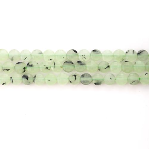 6mm Faceted Natural Prehnite Stone Beads Coin Disc Gemstone Spacer Beads for Jewelry Making DIY Bracelet Necklace - color: Prehnite