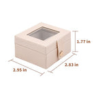SANQIANWAN Small Leather Jewelry Box with Glass Top Mini Earring Display Case with 4 Grid for Selling Gift for Girls and Women (PearlWhite) - color: PearlWhite-A