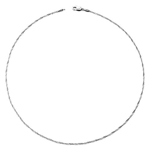 Jewelry 2mm Titanium Steel Silver Singapore Chain Necklaces for Women 16 to 30 in - size: 16 in