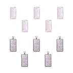 PH PandaHall 5 Sets Pendant Makings - 5pcs Rectangle Antique Silver Alloy Charms Trays Bezel Settings and 5pcs Glass Cabochon Dome Tiles Cameo for Valentine Wedding Bouquet Graduation Photo Charm - color: Antique Silver Rectangle - 5 Sets