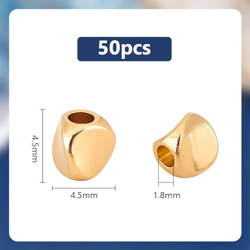 PH PandaHall 50PCS 24k Gold Plated Triangle Brass Spacer Beads, 4.5mm Smooth Metal Beads for Summer Bracelet Necklace DIY Crafts, Hole: 1.8mm - color: 24K Gold
