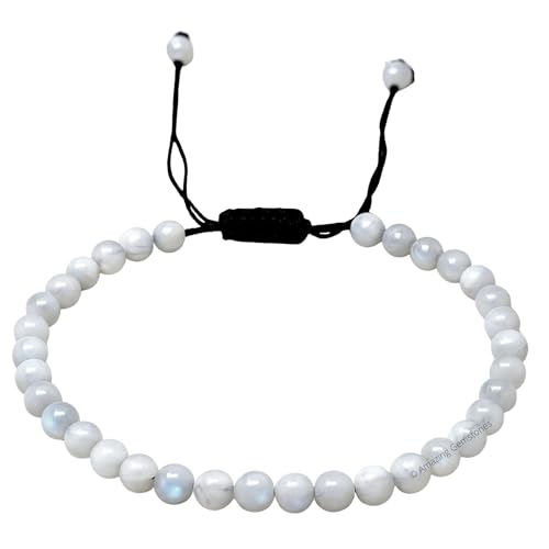 Amazing Gemstone Crystal Anklet Ankle Bracelets for Women - Waterproof Beaded Healing Crystal Anklets, Plus Size Chakra Gemstone Bead Anklet - color: Rainbow Moonstone, style: Plain
