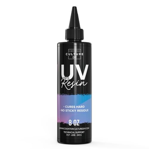 Counter Culture DIY Clear UV Resin, 8 oz Bundle 24 W UV Lamp Included, Quick Art Supplies for Coating & Casting, Great for Jewelry, Keychains - Epoxy Glue Cures Hard, No Sticky Residue - size: 8 oz Bundle