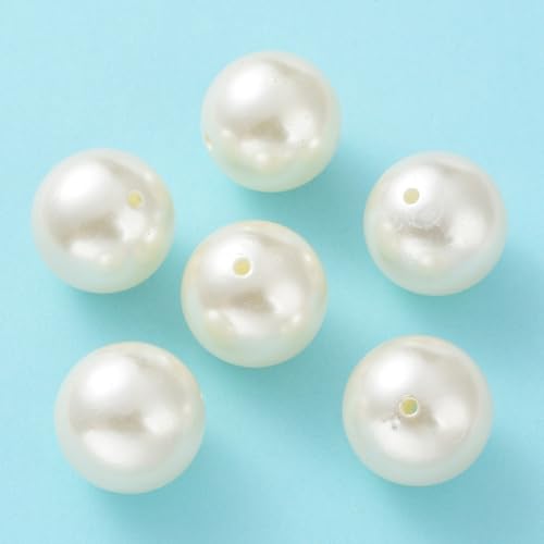 DanLingJewelry 35Pcs 30mm Imitated Pearl Acrylic Bubblegum Beads Large Round Gumball Loose Beads Creamy White Acrylic Pearl Spacer Beads for Jewelry Making Crafts