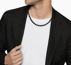 GAVU Hand-knotted Men's Beaded Necklace, Crystal Necklace for Men - color: Onyx, size: 20"