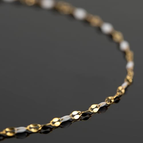UMAOKANG 5 Meters Stainless Steel Jewelry Chain Enamel Chain for Jewelry Making Gold Plated Chain with Jump Rings and Lobster Clasps - color: Gold-White