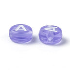 BEEFLYING 1480Pcs Transparent Acrylic Alphabet Beads Flat Round Disc Coin A-Z White Letter Beads Clear Spacer Beads Charms for DIY Friendship Bracelet Souvenir Jewelry Crafts Making(Lilac Color) - color: Lilac