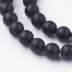 45Pcs Natural Black Agate Bead 8mm Round Natural Gemstone Beads Frosted Spacer Loose Bead for DIY Craft Bracelet Necklace Earrings Jewelry Making Supplies - color: Natural Black Agate-Frosted