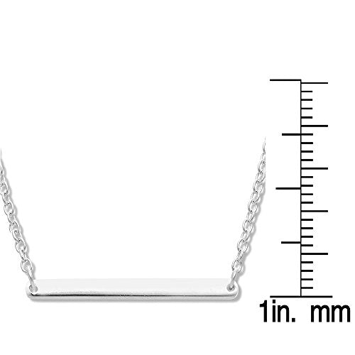Horizontal Bar Necklace for Women, Sterling Silver or 14K Gold Plated Silver, Minimalist, CZ Diamond, Dainty Bar Pendant - Unique Jewelry Gift - style: Minimalist - Silver