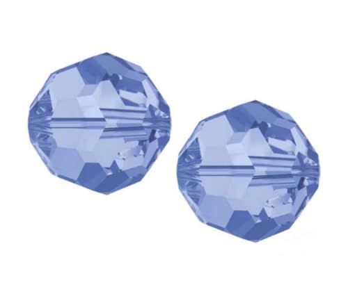 100pcs Adabele Austrian 4mm (0.16 Inch) Small Faceted Loose Round Crystal Beads Light Sapphire Blue Compatible with 5000 Swarovski Crystals Preciosa SS2R-414 - color: Light Sapphire Blue, size: 4mm Small (100pcs)