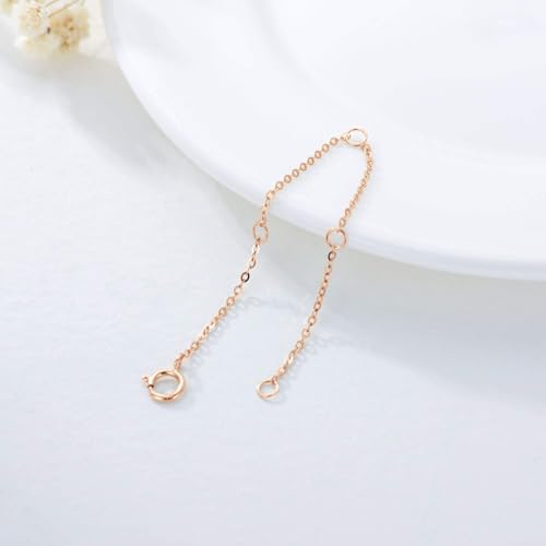 14K Gold Chain Extender for Women, Yellow Gold/White Gold/Rose Gold Adjustable Gold Necklace Anklet EXtension Chain, Available in 2/3/4 Inch - color: Rose Gold, size: 3 Inch