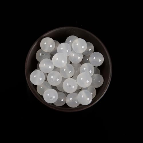 65Pcs 6mm White Agate Natural Faceted Round Loose Real Stone Beads Gemstone Genuine for DIY Hand Made Craft Jewelry Bracelet Earring Necklace String Making Energy Healing Power - color: White Agate, size: 6mm