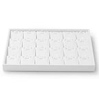 Oirlv Premium White Leather Stackable Jewelry Tray 24 Grid Jewelry Organizer Tray with Removable Inserts Cards Necklace Display Holder - color: White, size: 24 Grid Tray with Inserts