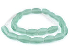 The Bead Chest Green Aqua Faceted Cylinder Java Recycled Glass Beads (20x12mm) - color: Green Aqua