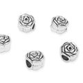 40pcs Rose Flower Large Hole Loose Beads (4.5mm Hole) Antique Silver Metal Spacer for DIY Craft Jewelry Making MEC-E3 - size: Rose Bead
