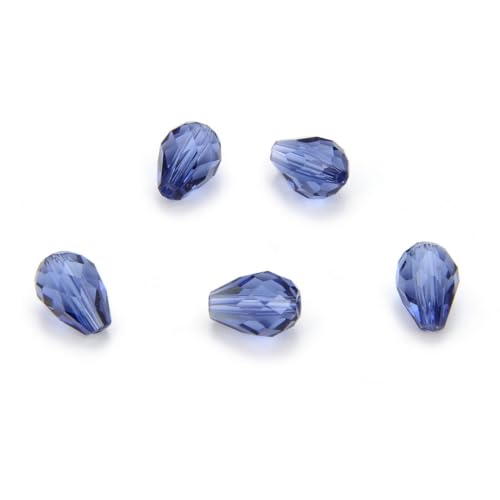 24pcs Adabele Austrian 8mm Faceted Teardrop Loose Crystal Beads Dark Indigo Blue Compatible with 5500 Swarovski Crystals Preciosa SST-820 - color: Dark Indigo/Blue, size: 8mm x 6mm - 24pcs